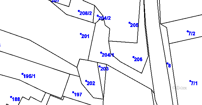 Parcela st. 204/1 v KÚ Klečůvka, Katastrální mapa