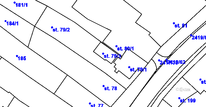 Parcela st. 79/3 v KÚ Klenčí pod Čerchovem, Katastrální mapa