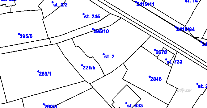 Parcela st. 2 v KÚ Klenčí pod Čerchovem, Katastrální mapa