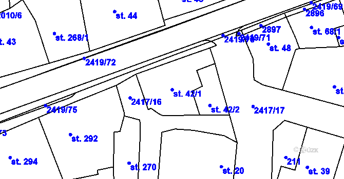 Parcela st. 42/1 v KÚ Klenčí pod Čerchovem, Katastrální mapa