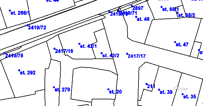 Parcela st. 42/2 v KÚ Klenčí pod Čerchovem, Katastrální mapa