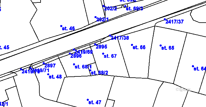 Parcela st. 67 v KÚ Klenčí pod Čerchovem, Katastrální mapa