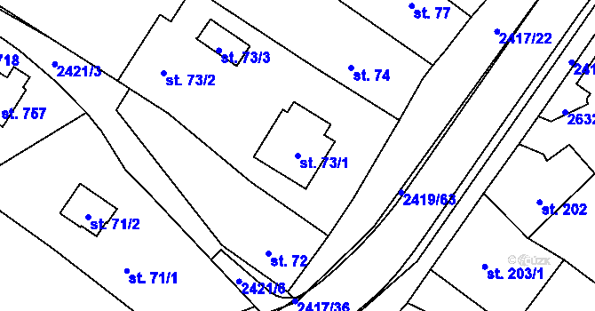 Parcela st. 73/1 v KÚ Klenčí pod Čerchovem, Katastrální mapa