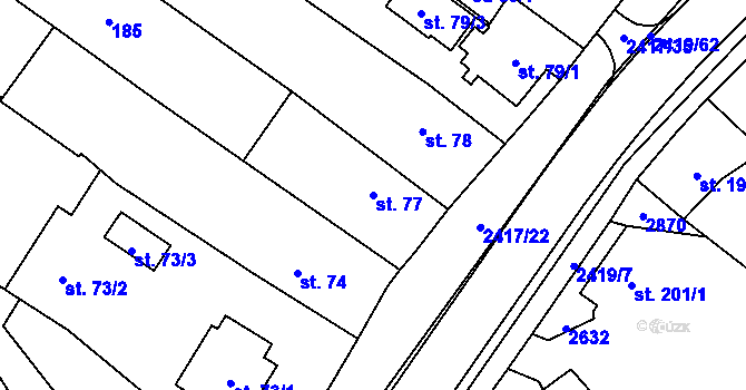Parcela st. 77 v KÚ Klenčí pod Čerchovem, Katastrální mapa