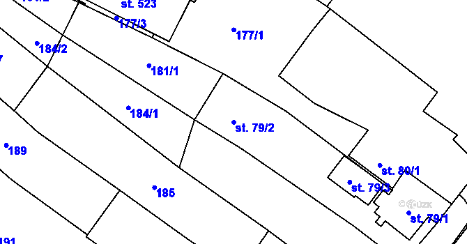 Parcela st. 79/2 v KÚ Klenčí pod Čerchovem, Katastrální mapa