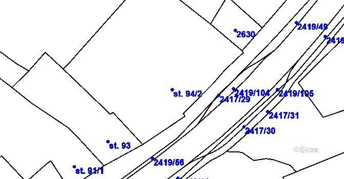 Parcela st. 94/2 v KÚ Klenčí pod Čerchovem, Katastrální mapa