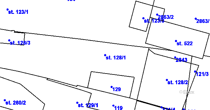 Parcela st. 128/1 v KÚ Klenčí pod Čerchovem, Katastrální mapa