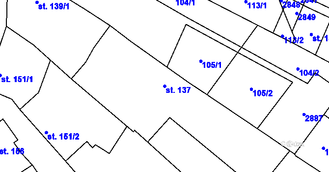 Parcela st. 137 v KÚ Klenčí pod Čerchovem, Katastrální mapa