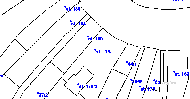 Parcela st. 179/1 v KÚ Klenčí pod Čerchovem, Katastrální mapa