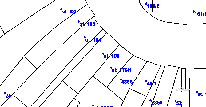 Parcela st. 180 v KÚ Klenčí pod Čerchovem, Katastrální mapa