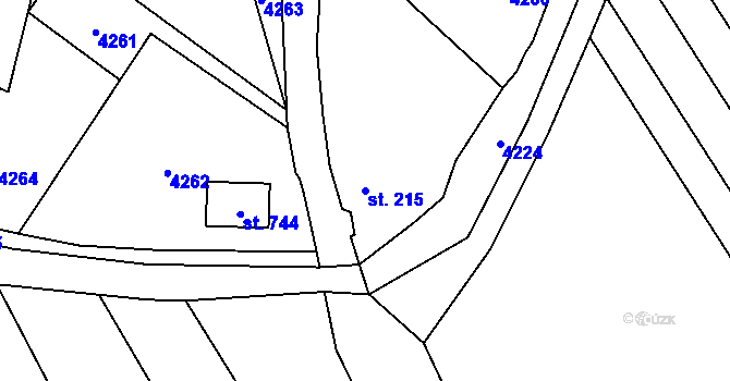 Parcela st. 215 v KÚ Klenčí pod Čerchovem, Katastrální mapa