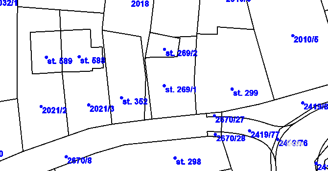 Parcela st. 269/1 v KÚ Klenčí pod Čerchovem, Katastrální mapa