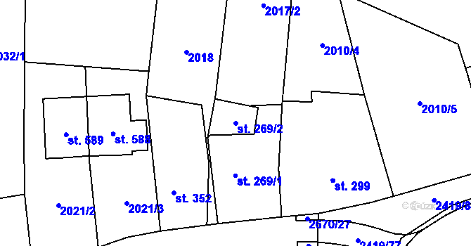 Parcela st. 269/2 v KÚ Klenčí pod Čerchovem, Katastrální mapa