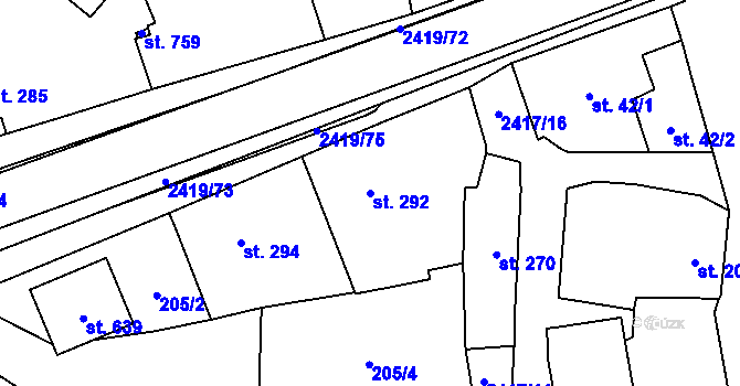 Parcela st. 292 v KÚ Klenčí pod Čerchovem, Katastrální mapa