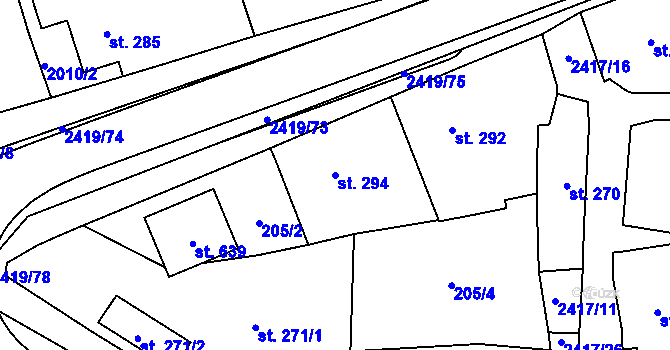 Parcela st. 294 v KÚ Klenčí pod Čerchovem, Katastrální mapa