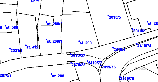 Parcela st. 299 v KÚ Klenčí pod Čerchovem, Katastrální mapa