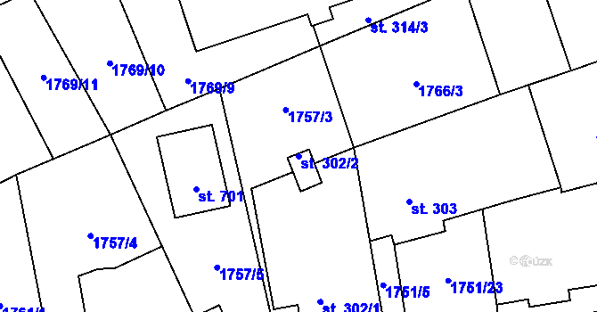 Parcela st. 302/2 v KÚ Klenčí pod Čerchovem, Katastrální mapa