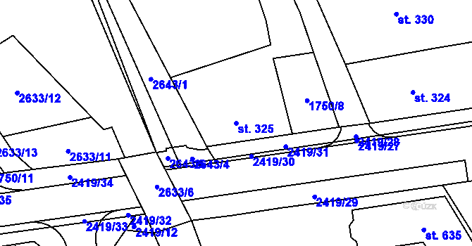 Parcela st. 325 v KÚ Klenčí pod Čerchovem, Katastrální mapa