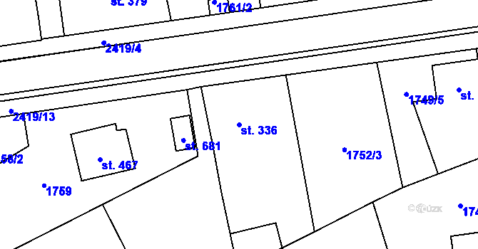Parcela st. 336 v KÚ Klenčí pod Čerchovem, Katastrální mapa