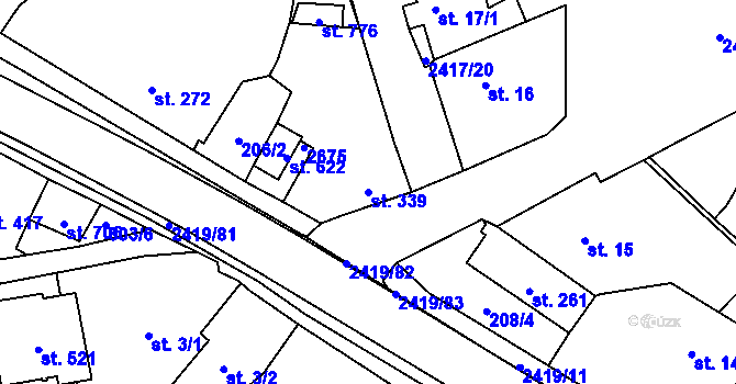 Parcela st. 339 v KÚ Klenčí pod Čerchovem, Katastrální mapa