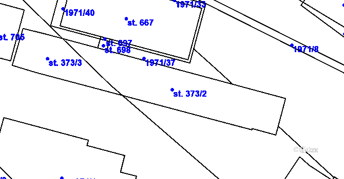 Parcela st. 373/2 v KÚ Klenčí pod Čerchovem, Katastrální mapa