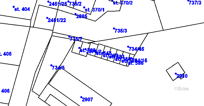 Parcela st. 382 v KÚ Klenčí pod Čerchovem, Katastrální mapa