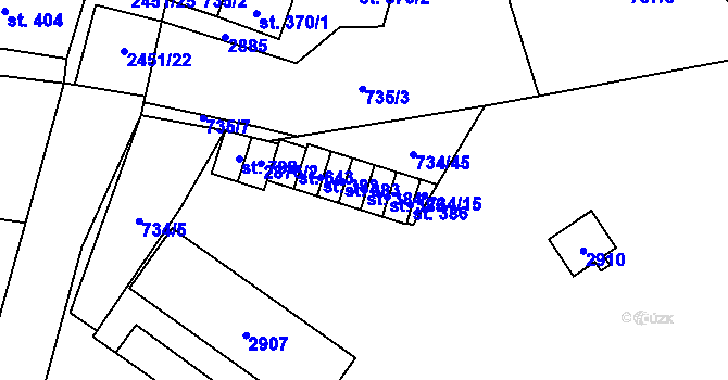 Parcela st. 384 v KÚ Klenčí pod Čerchovem, Katastrální mapa