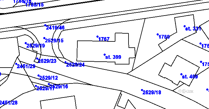 Parcela st. 399 v KÚ Klenčí pod Čerchovem, Katastrální mapa