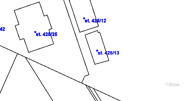 Parcela st. 425/13 v KÚ Klenčí pod Čerchovem, Katastrální mapa