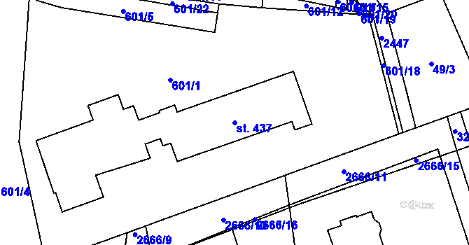 Parcela st. 437 v KÚ Klenčí pod Čerchovem, Katastrální mapa