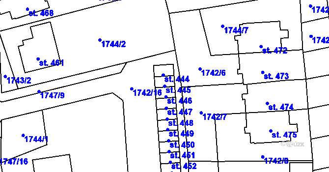 Parcela st. 445 v KÚ Klenčí pod Čerchovem, Katastrální mapa