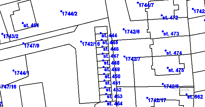 Parcela st. 447 v KÚ Klenčí pod Čerchovem, Katastrální mapa