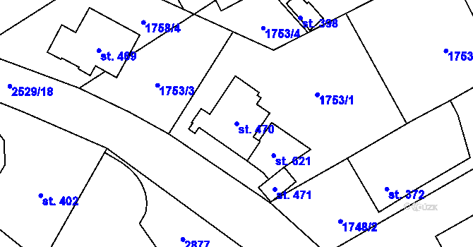 Parcela st. 470 v KÚ Klenčí pod Čerchovem, Katastrální mapa