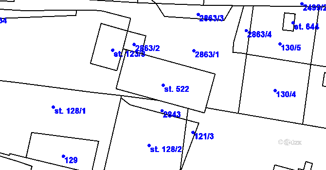 Parcela st. 522 v KÚ Klenčí pod Čerchovem, Katastrální mapa