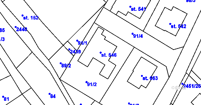 Parcela st. 546 v KÚ Klenčí pod Čerchovem, Katastrální mapa