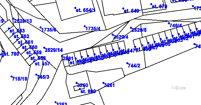 Parcela st. 550 v KÚ Klenčí pod Čerchovem, Katastrální mapa