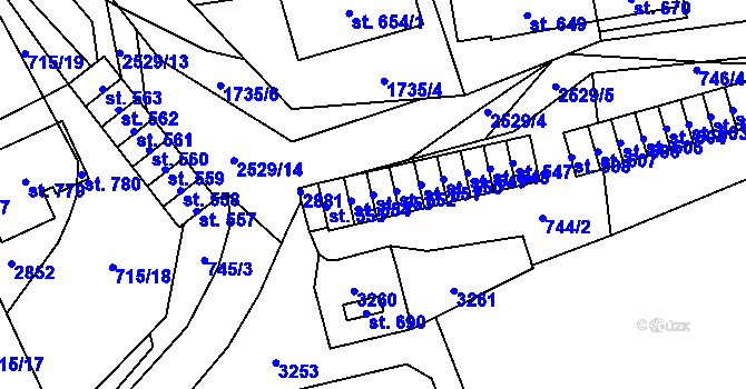 Parcela st. 553 v KÚ Klenčí pod Čerchovem, Katastrální mapa