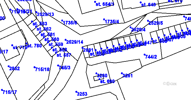 Parcela st. 554 v KÚ Klenčí pod Čerchovem, Katastrální mapa