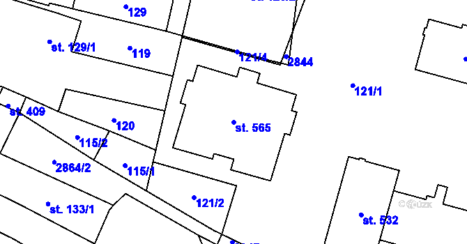 Parcela st. 565 v KÚ Klenčí pod Čerchovem, Katastrální mapa