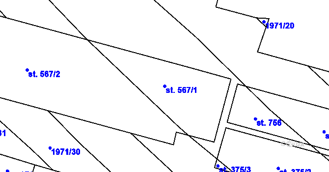 Parcela st. 567/1 v KÚ Klenčí pod Čerchovem, Katastrální mapa