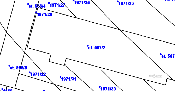 Parcela st. 567/2 v KÚ Klenčí pod Čerchovem, Katastrální mapa