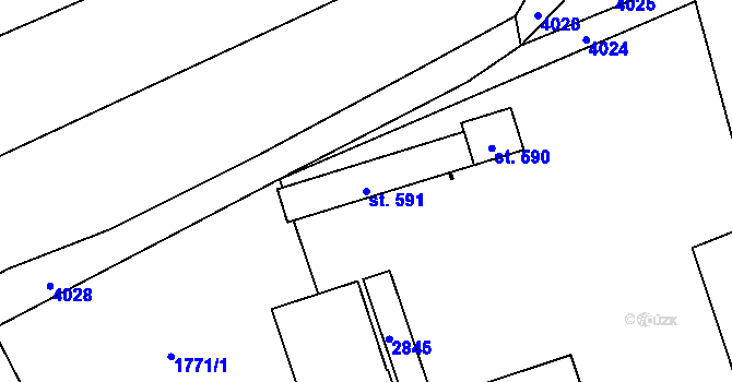 Parcela st. 591 v KÚ Klenčí pod Čerchovem, Katastrální mapa