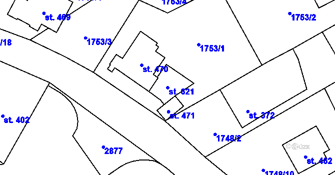 Parcela st. 621 v KÚ Klenčí pod Čerchovem, Katastrální mapa