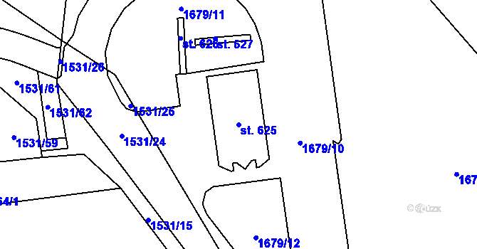 Parcela st. 625 v KÚ Klenčí pod Čerchovem, Katastrální mapa