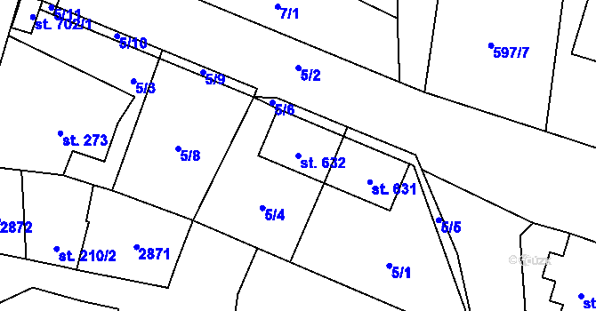 Parcela st. 632 v KÚ Klenčí pod Čerchovem, Katastrální mapa