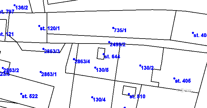 Parcela st. 644 v KÚ Klenčí pod Čerchovem, Katastrální mapa