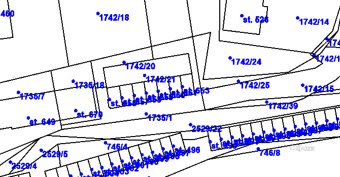 Parcela st. 661 v KÚ Klenčí pod Čerchovem, Katastrální mapa