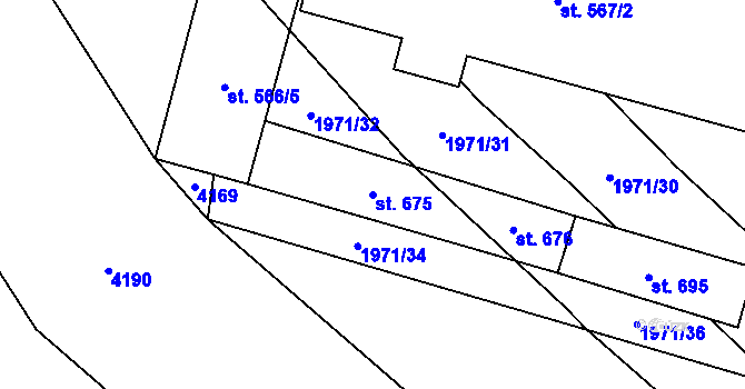 Parcela st. 675 v KÚ Klenčí pod Čerchovem, Katastrální mapa