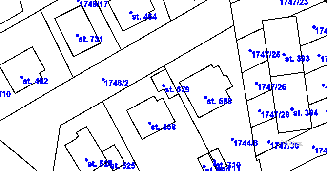 Parcela st. 679 v KÚ Klenčí pod Čerchovem, Katastrální mapa