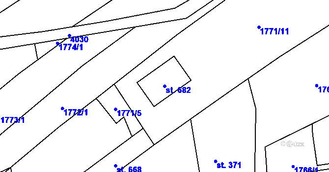 Parcela st. 682 v KÚ Klenčí pod Čerchovem, Katastrální mapa